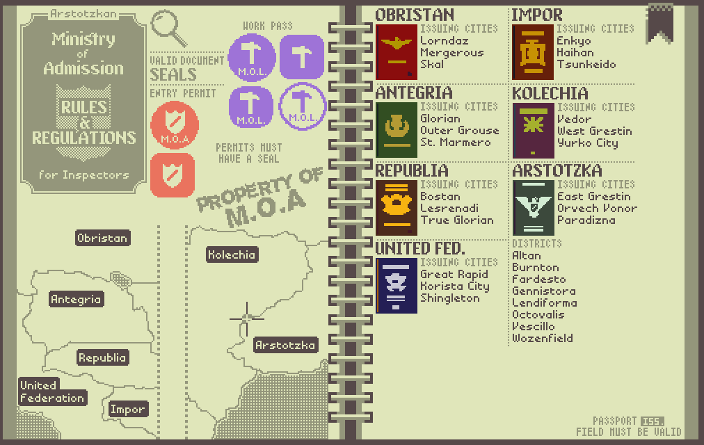 Papers please карта с городами